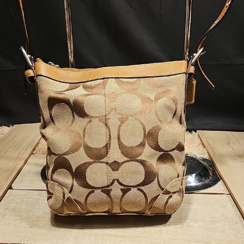 Coach Stylish Tan and Brown Crossbody Bag